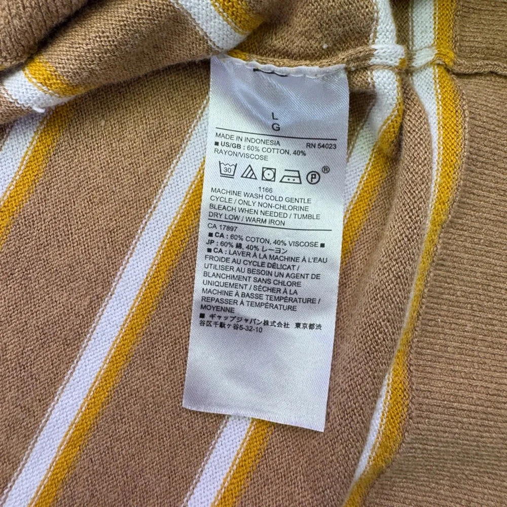 Banana Republic‎ Sweater Men's Large Striped Crew Neck Brown White Long Sleeve